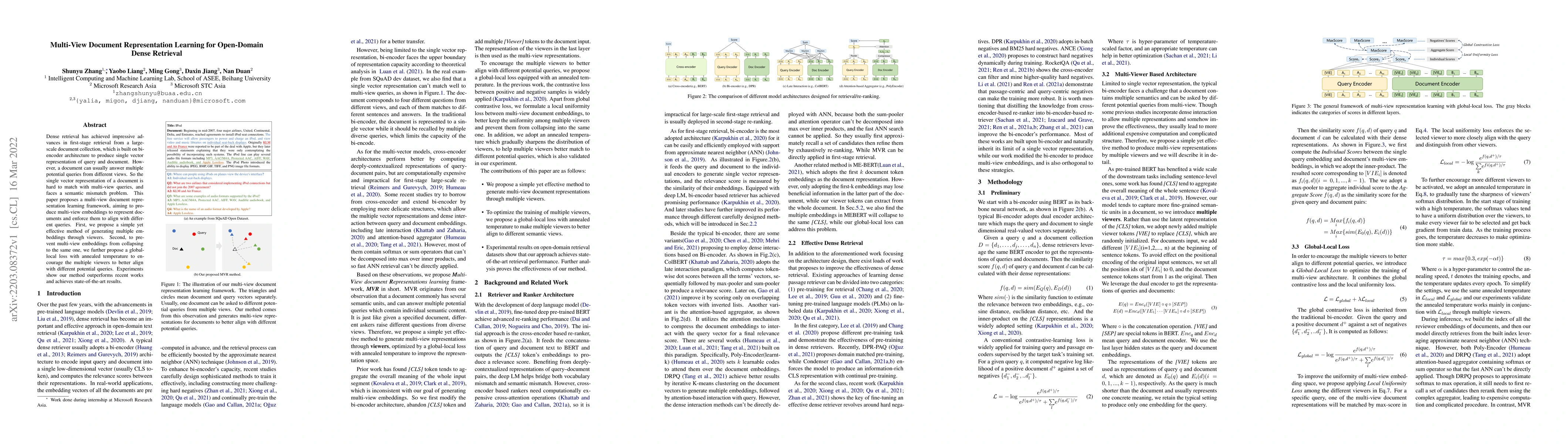 Thumbnail for Multi-View Document Representation Learning for Open-Domain Dense
  Retrieval