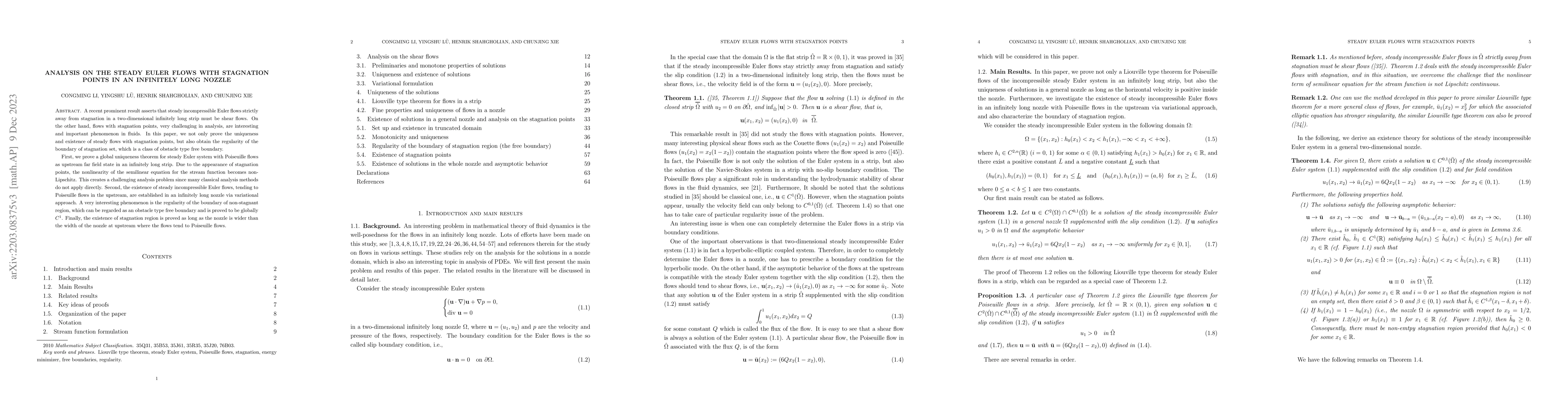 Thumbnail for Analysis on the steady Euler flows with stagnation points in an
  infinitely long nozzle