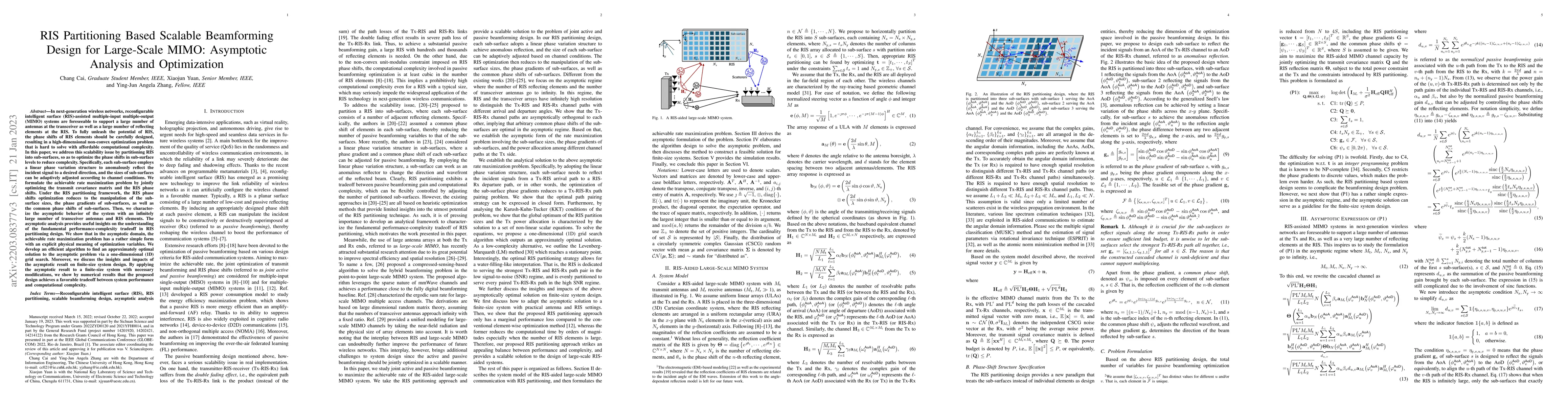 Thumbnail for RIS Partitioning Based Scalable Beamforming Design for Large-Scale MIMO:
  Asymptotic Analysis and Optimization
