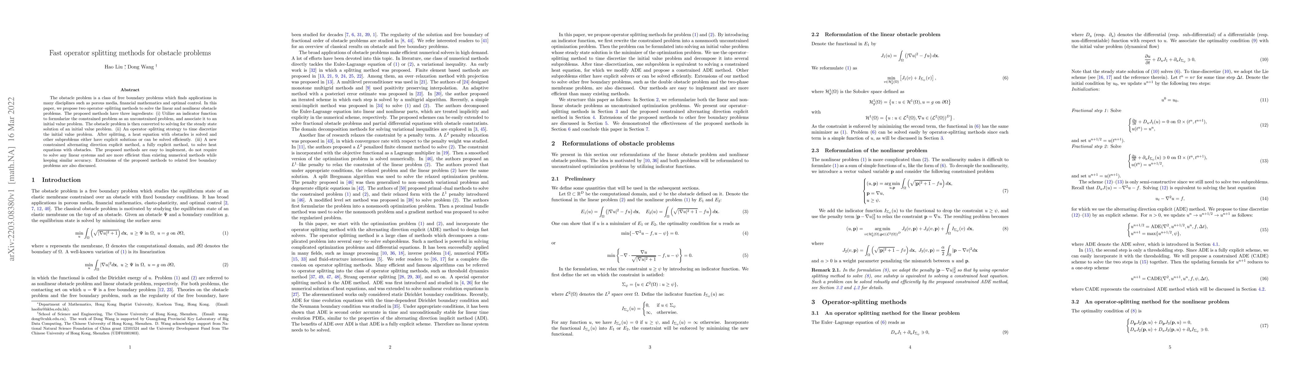 Thumbnail for Fast operator splitting methods for obstacle problems