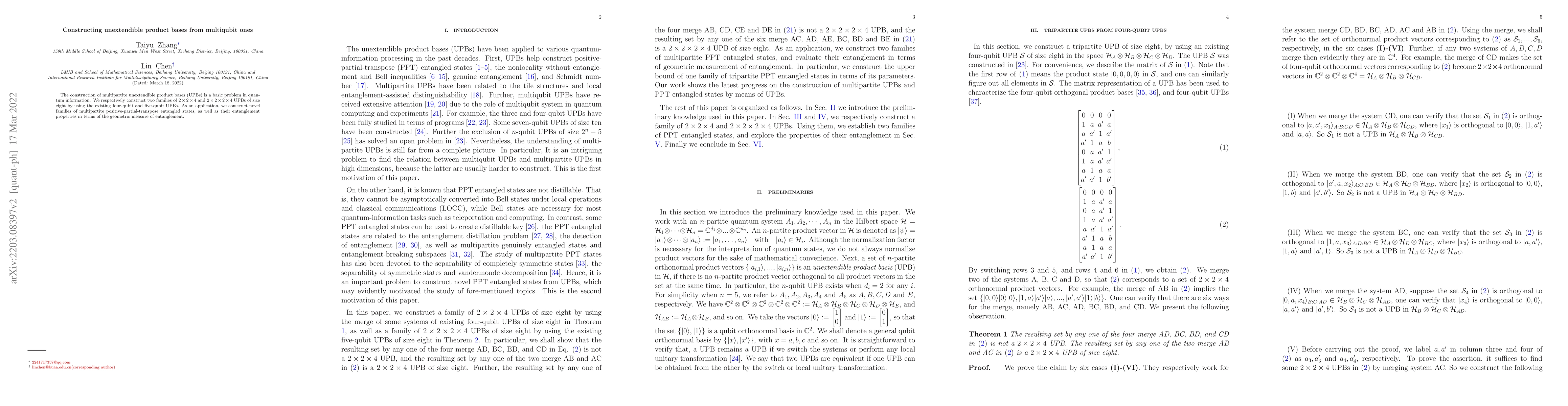 Thumbnail for Constructing unextendible product bases from multiqubit ones