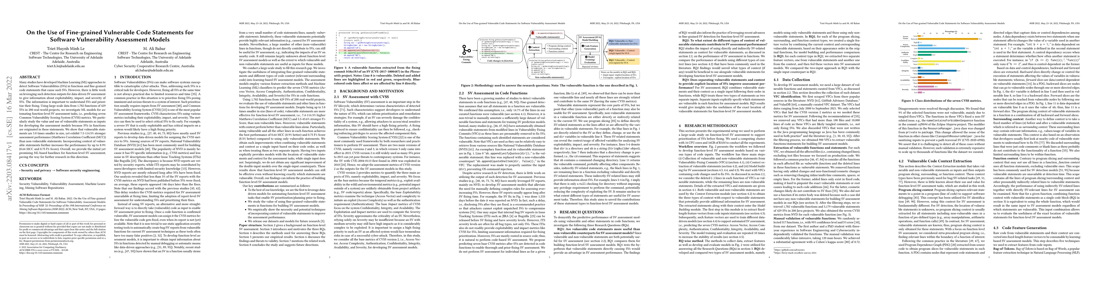 Thumbnail for On the Use of Fine-grained Vulnerable Code Statements for Software
  Vulnerability Assessment Models