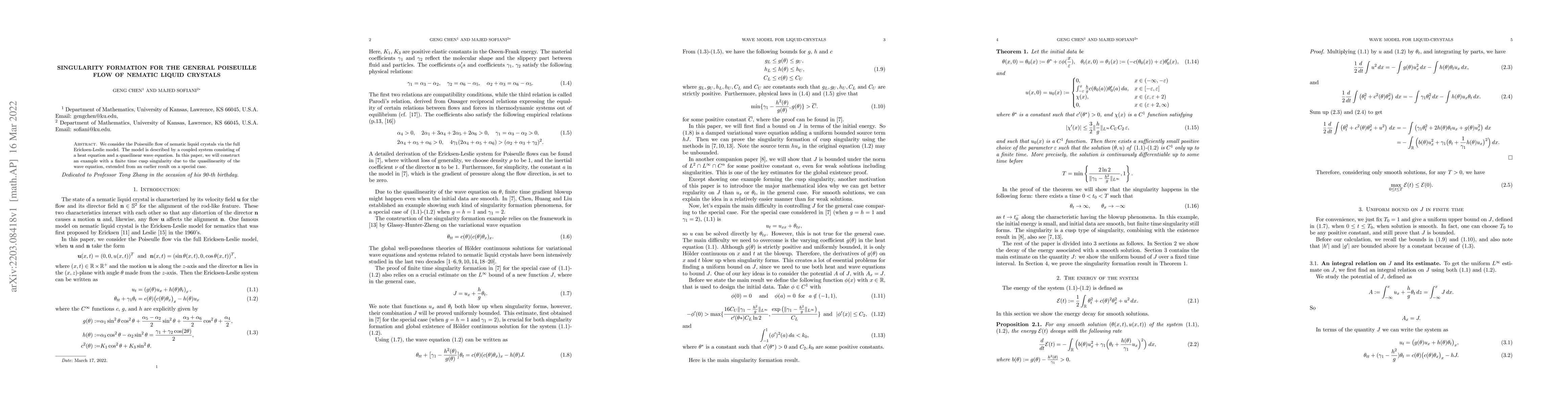 Thumbnail for Singularity formation for the general Poiseuille flow of nematic liquid
  crystals
