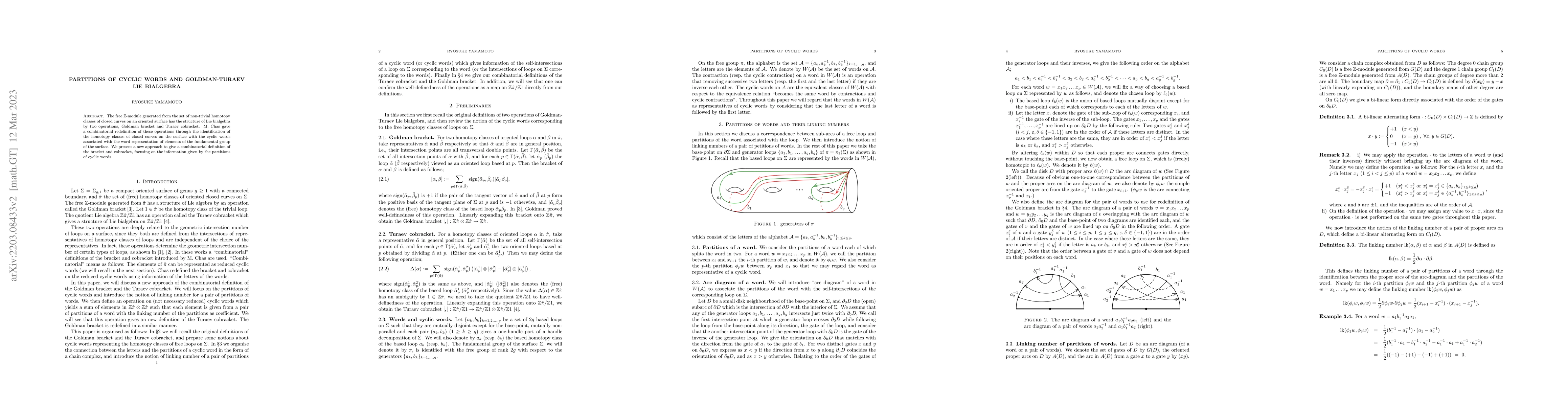 Thumbnail for Partitions of cyclic words and Goldman-Turaev Lie bialgebra