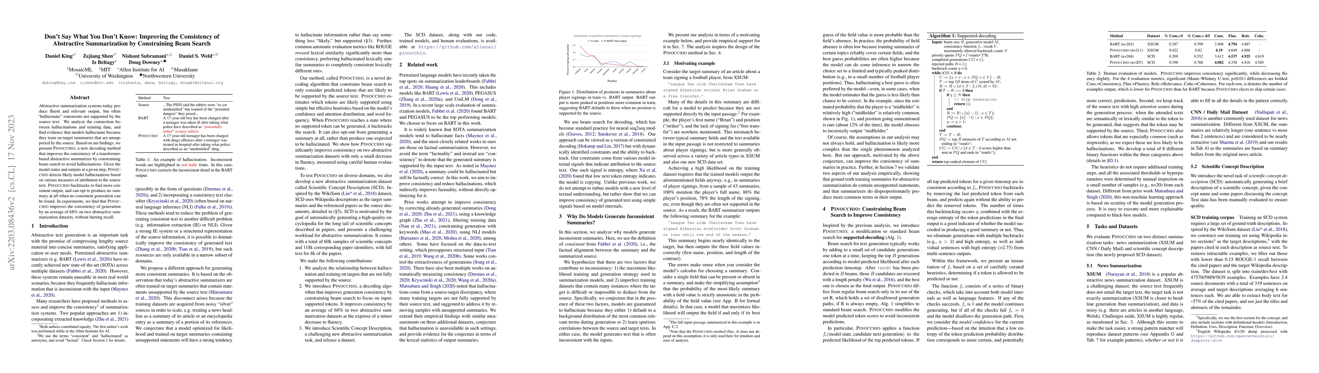 Thumbnail for Don't Say What You Don't Know: Improving the Consistency of Abstractive
  Summarization by Constraining Beam Search