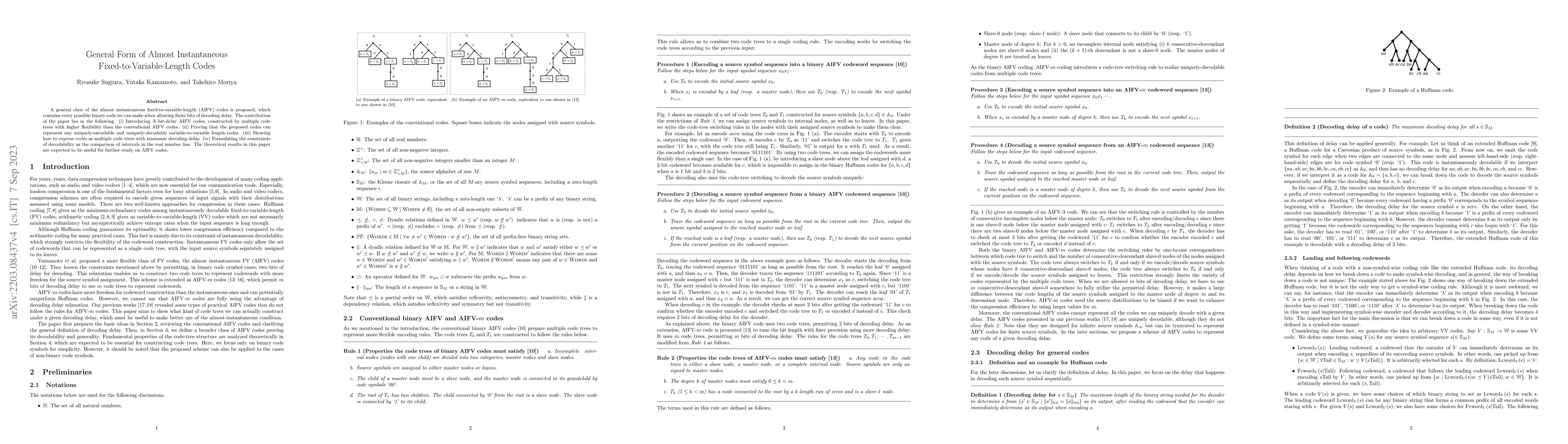 Thumbnail for General form of almost instantaneous fixed-to-variable-length codes