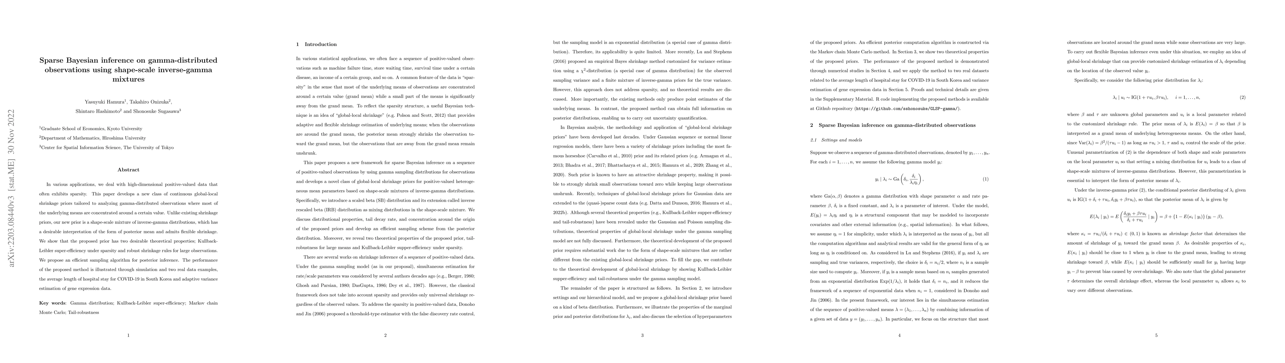 Thumbnail for Sparse Bayesian inference on gamma-distributed observations using
  shape-scale inverse-gamma mixtures