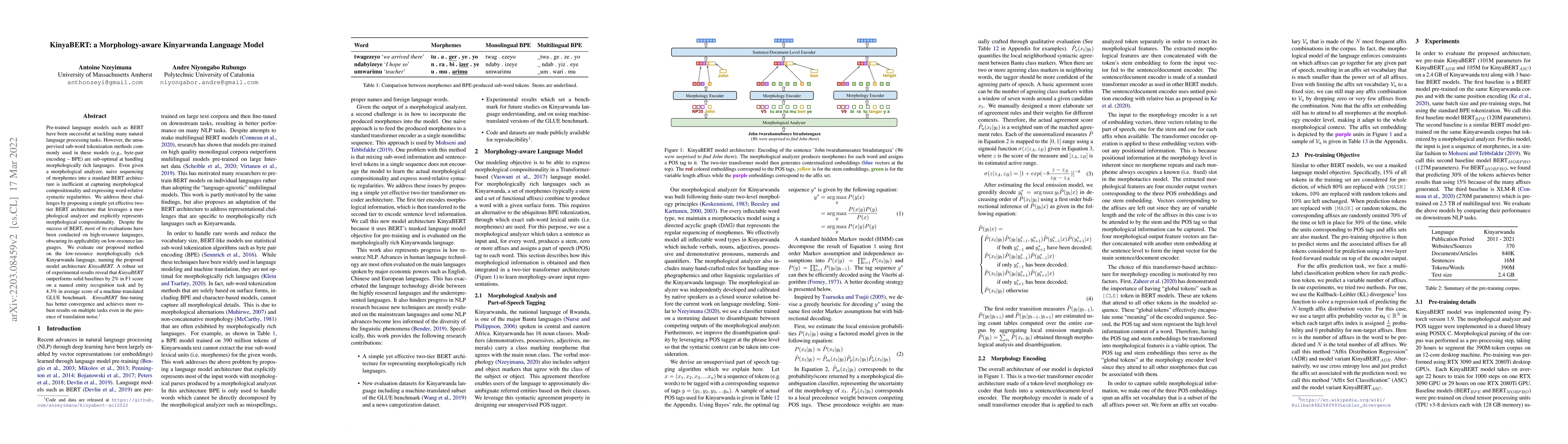 Thumbnail for KinyaBERT: a Morphology-aware Kinyarwanda Language Model
