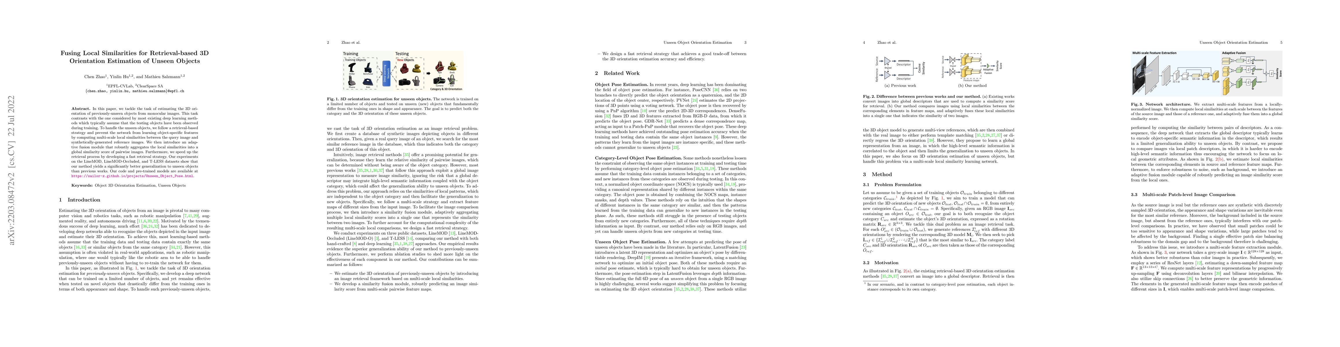 Thumbnail for Fusing Local Similarities for Retrieval-based 3D Orientation Estimation
  of Unseen Objects