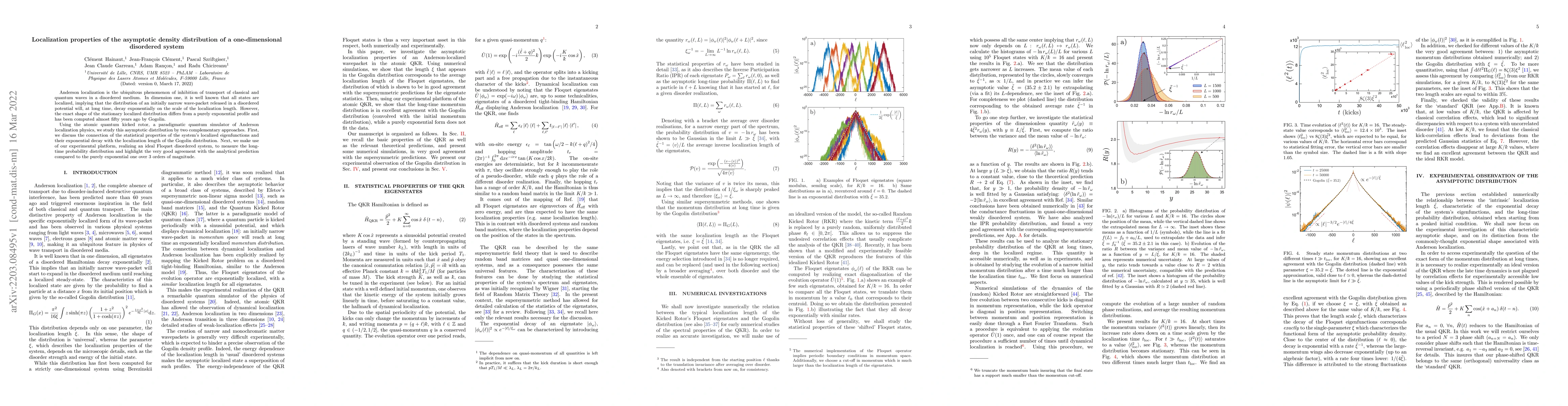 Thumbnail for Localization properties of the asymptotic density distribution of a
  one-dimensional disordered system