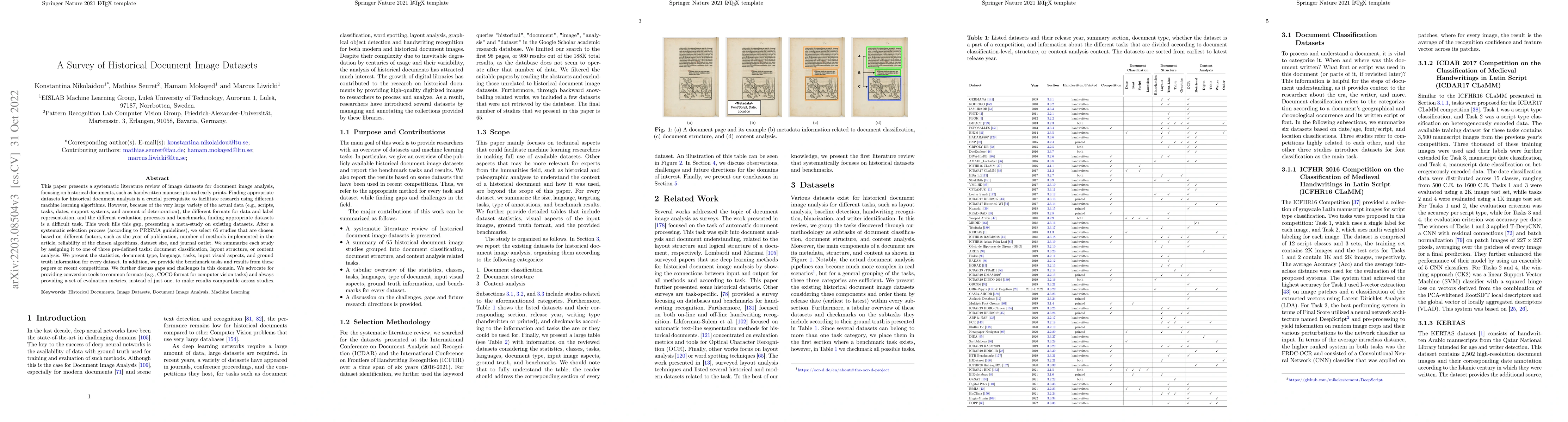 Thumbnail for A Survey of Historical Document Image Datasets