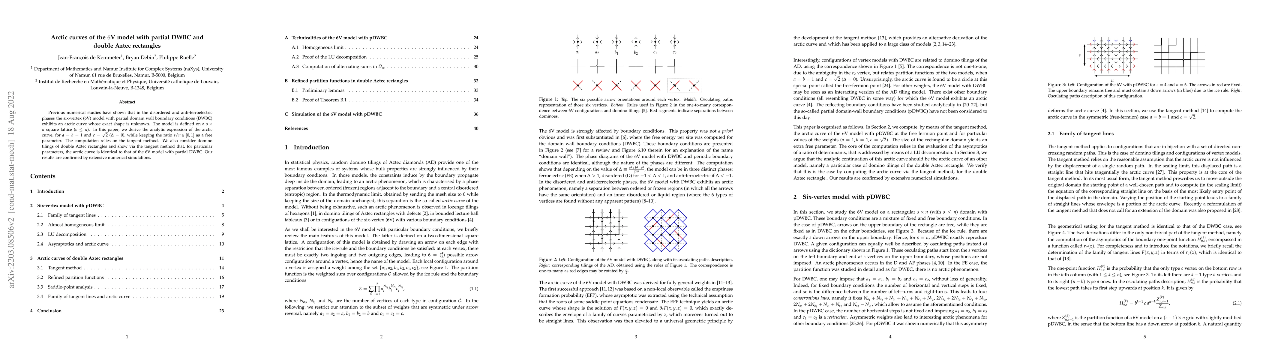 Thumbnail for Arctic curves of the $6$V model with partial DWBC and double Aztec
  rectangles