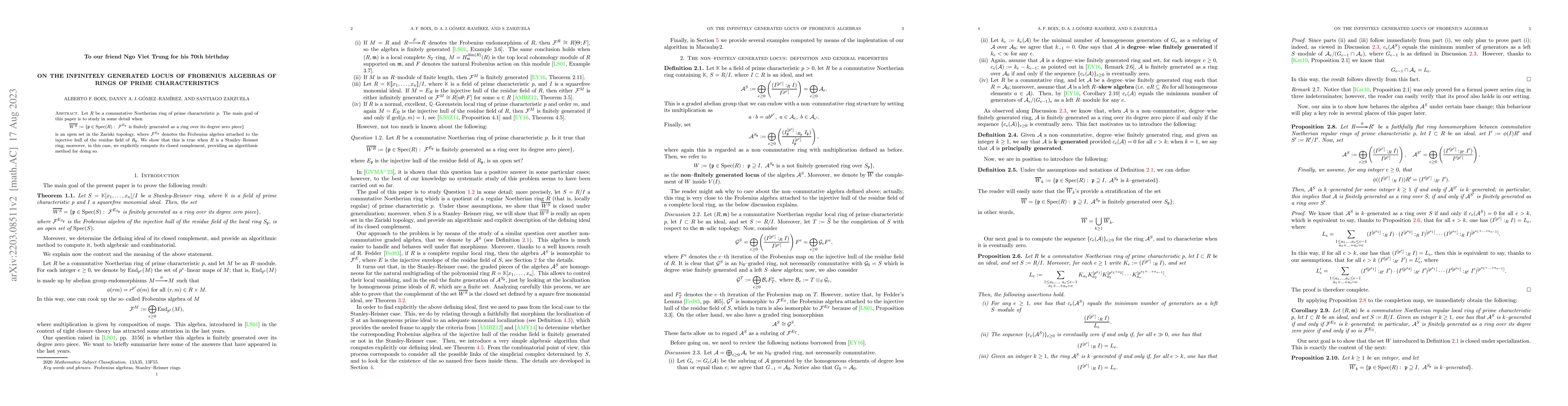 Thumbnail for On the infinitely generated locus of Frobenius algebras of rings of
  prime characteristic