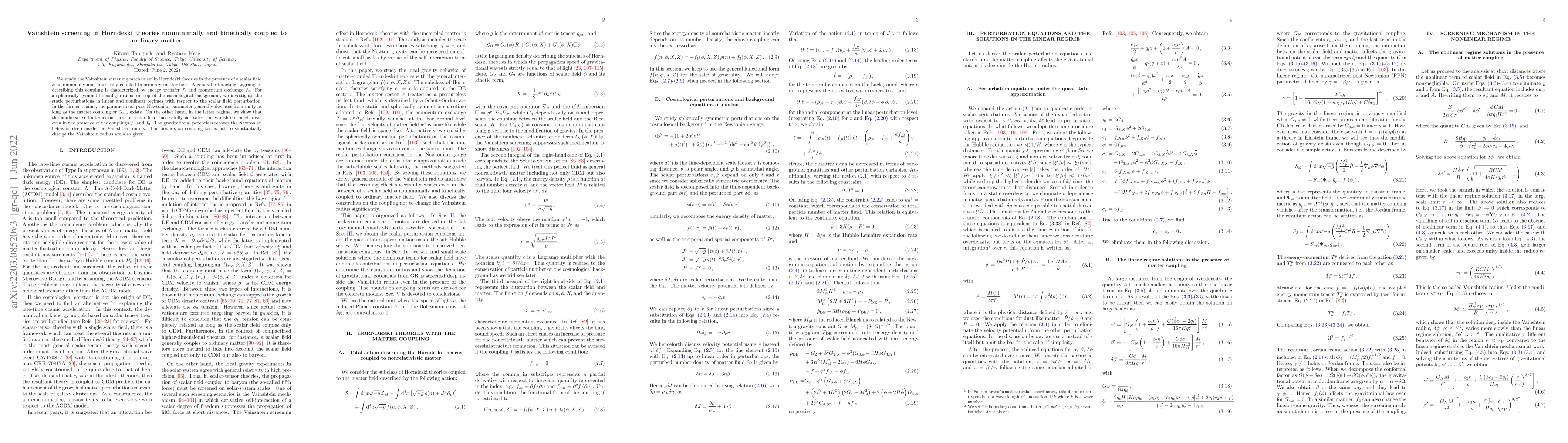 Thumbnail for Vainshtein screening in Horndeski theories nonminimally and kinetically
  coupled to ordinary matter