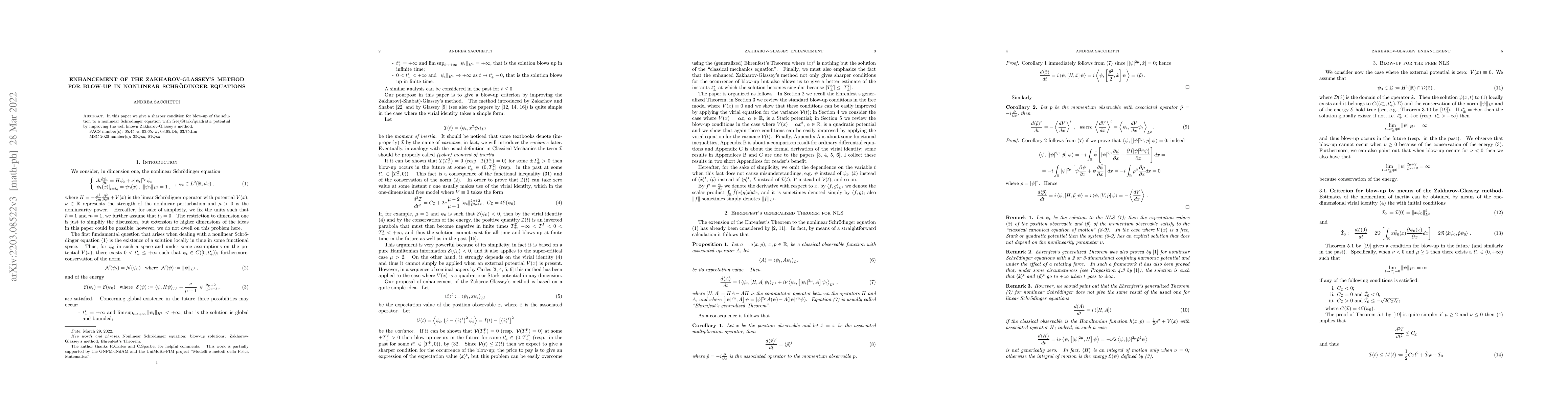 Thumbnail for Enhancement of the Zakharov-Glassey's method for Blow-Up in nonlinear
  Schroedinger equations