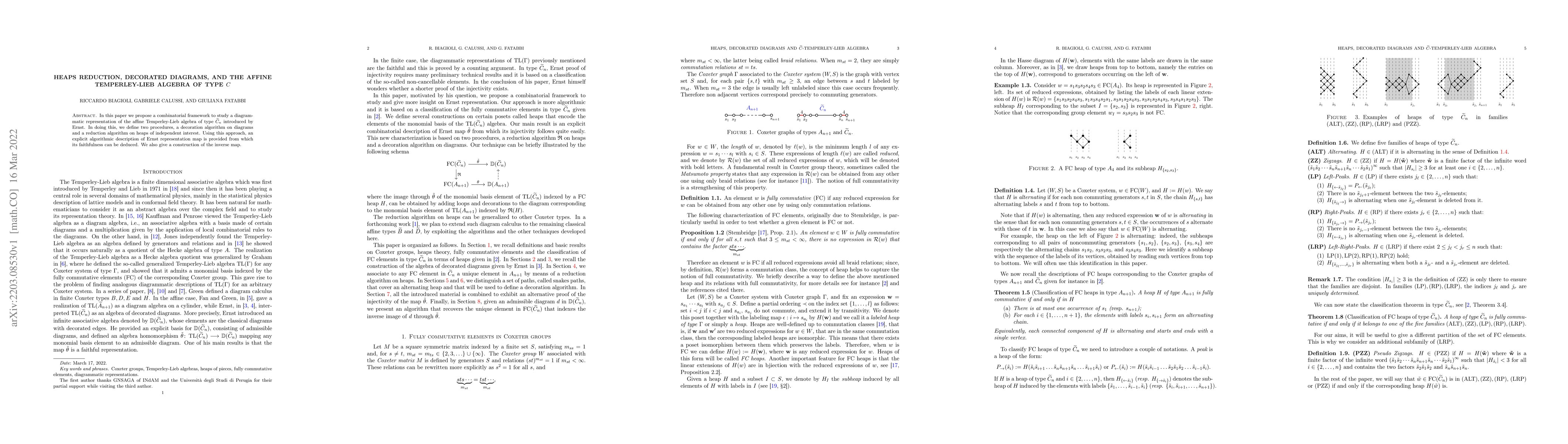 Thumbnail for Heaps reduction, decorated diagrams, and the affine Temperley-Lieb
  algebra of type $C$