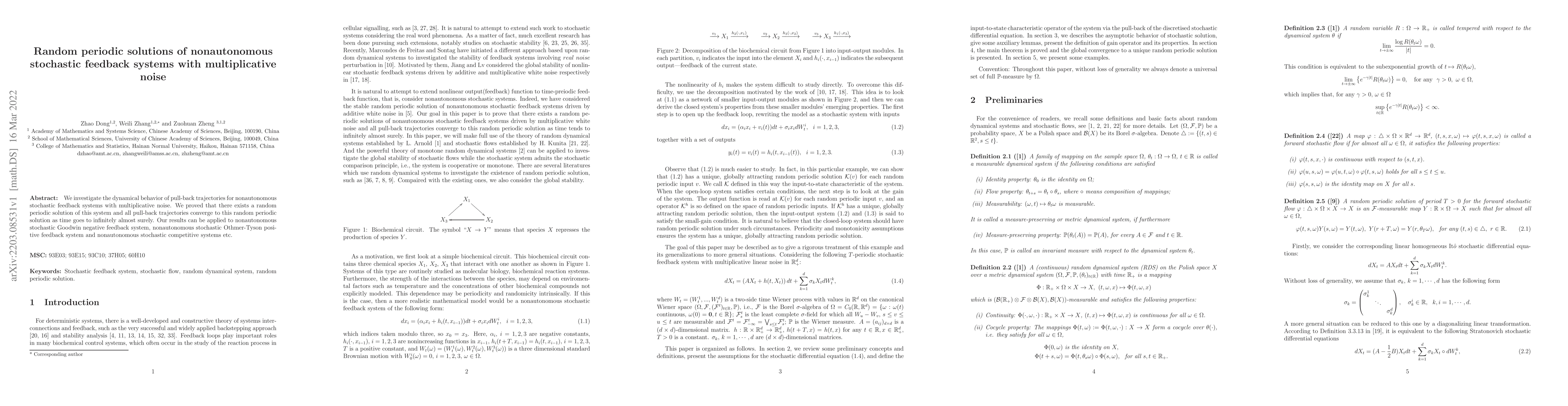 Thumbnail for Random periodic solutions of nonautonomous stochastic feedback systems
  with multiplicative noise