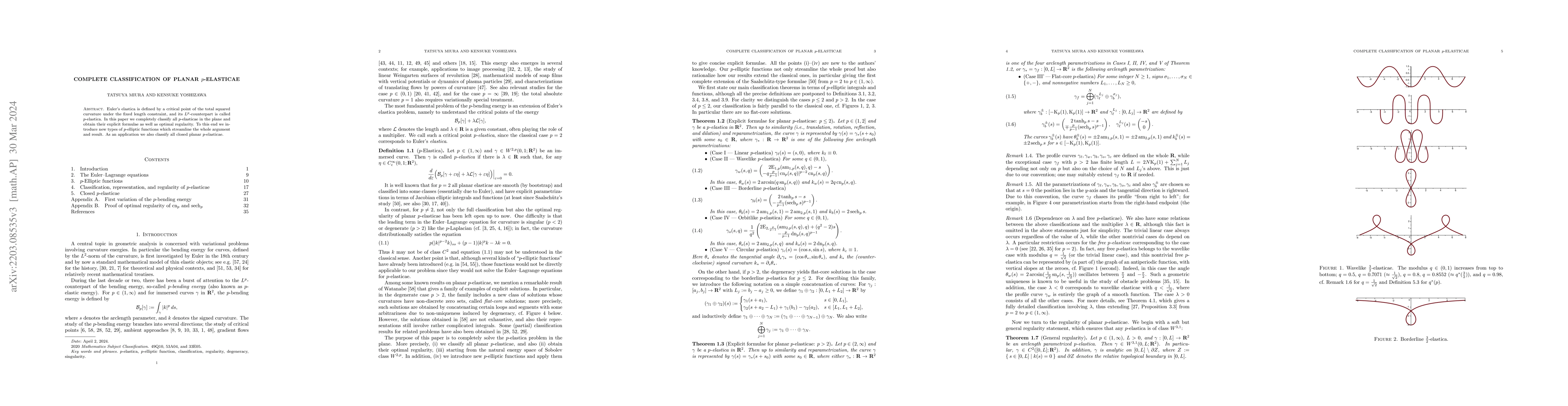 Thumbnail for Complete classification of planar p-elasticae