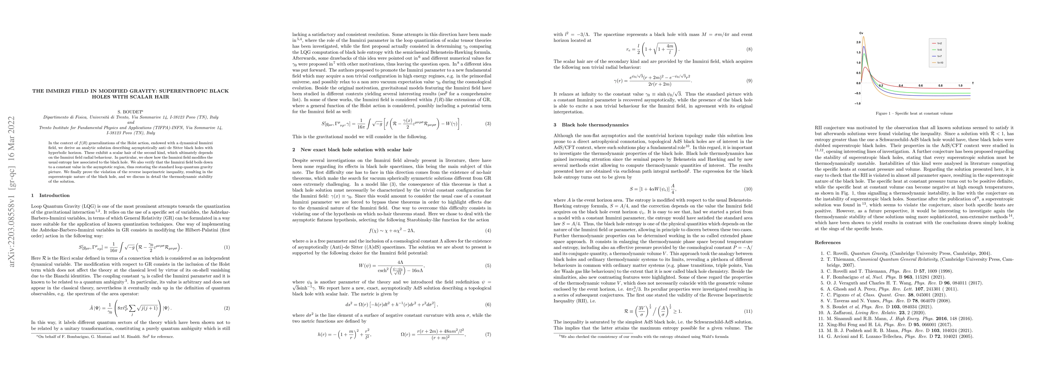 Thumbnail for The Immirzi field in modified gravity: superentropic black holes with
  scalar hair