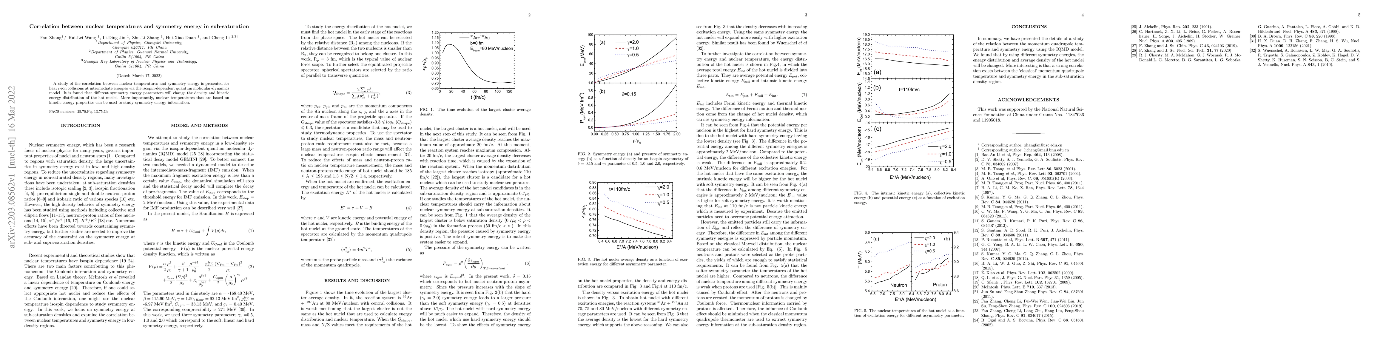 Thumbnail for Correlation between nuclear temperatures and symmetry energy in
  sub-saturation