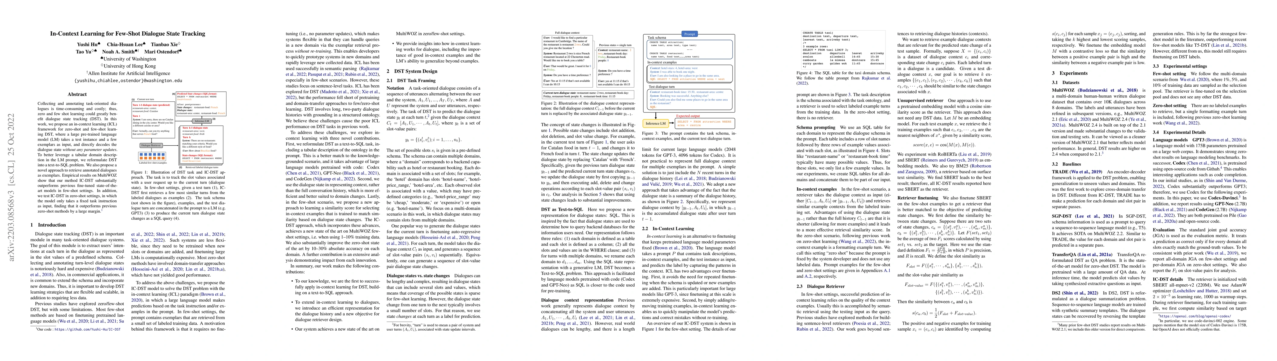 Thumbnail for In-Context Learning for Few-Shot Dialogue State Tracking