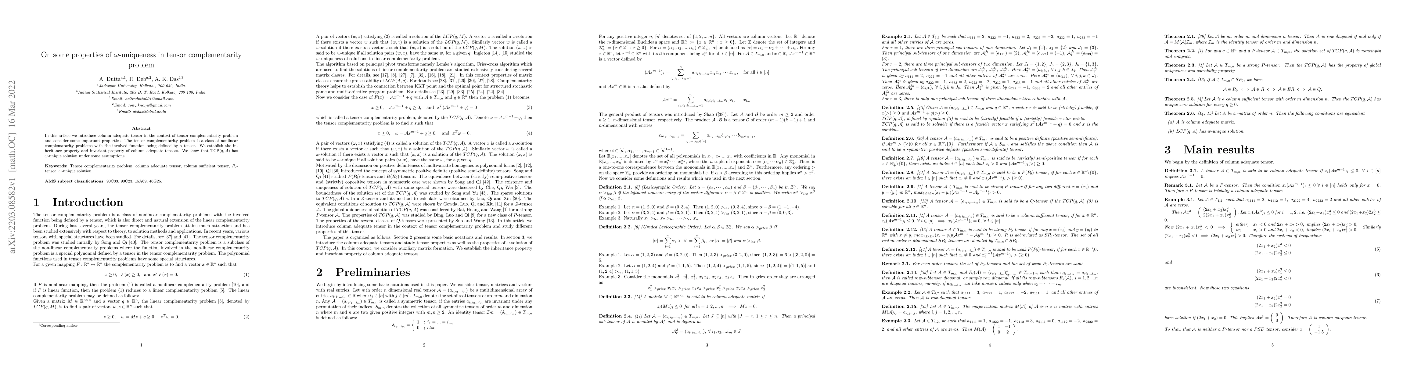 Thumbnail for On some properties of $\omega$-uniqueness in tensor complementarity
  problem
