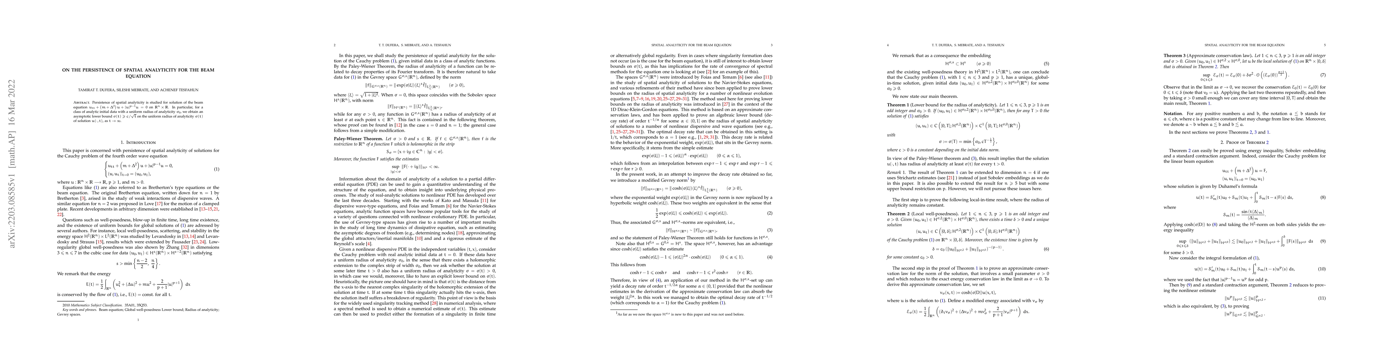 Thumbnail for On the persistence of spatial analyticity for the Beam Equation