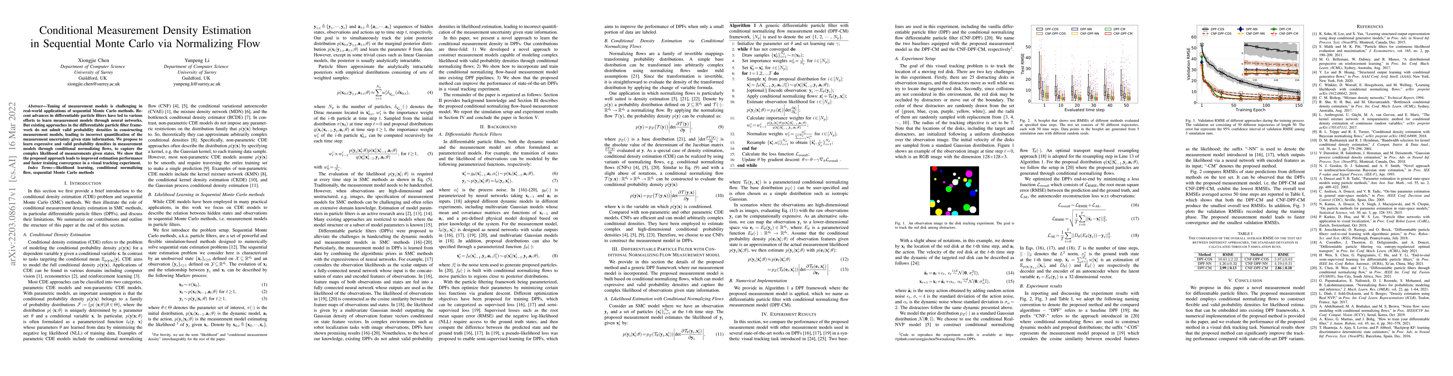 Thumbnail for Conditional Measurement Density Estimation in Sequential Monte Carlo via
  Normalizing Flow