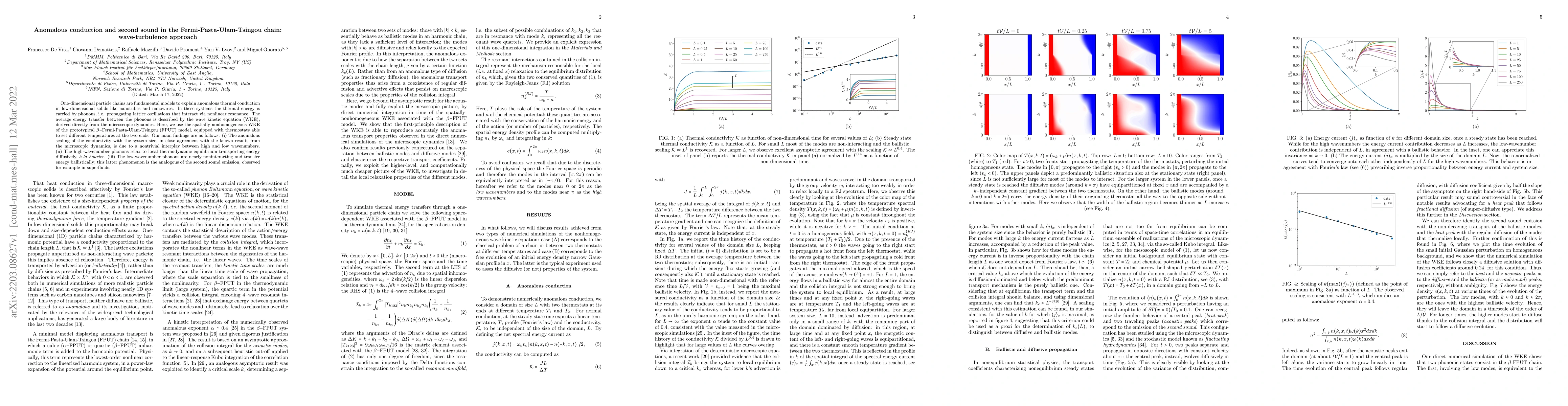 Thumbnail for Anomalous conduction and second sound in the Fermi-Pasta-Ulam-Tsingou
  chain: wave-turbulence approach