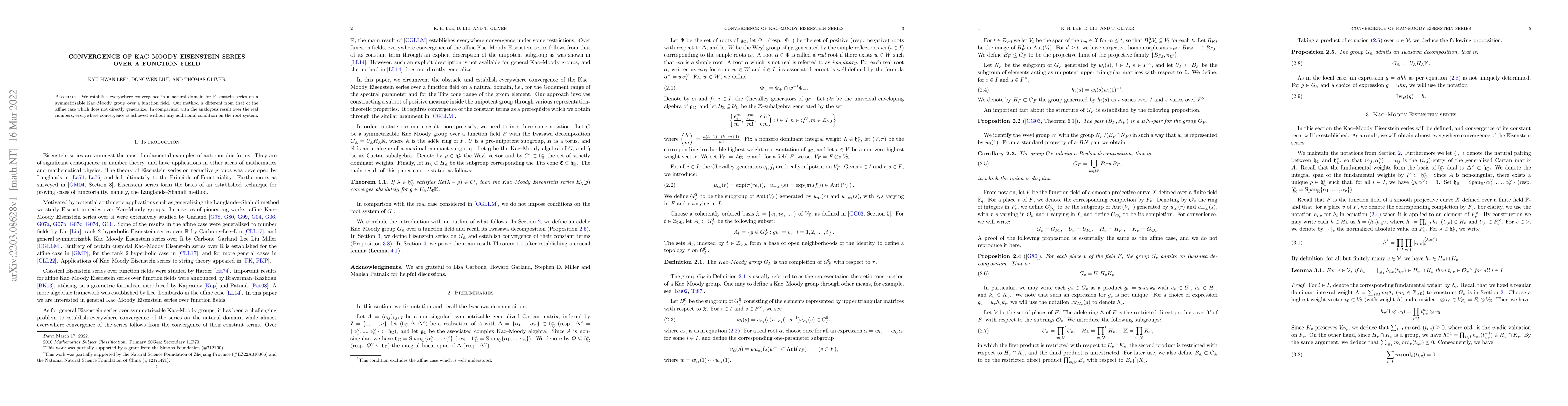 Thumbnail for Convergence of Kac--Moody Eisenstein Series over a function field