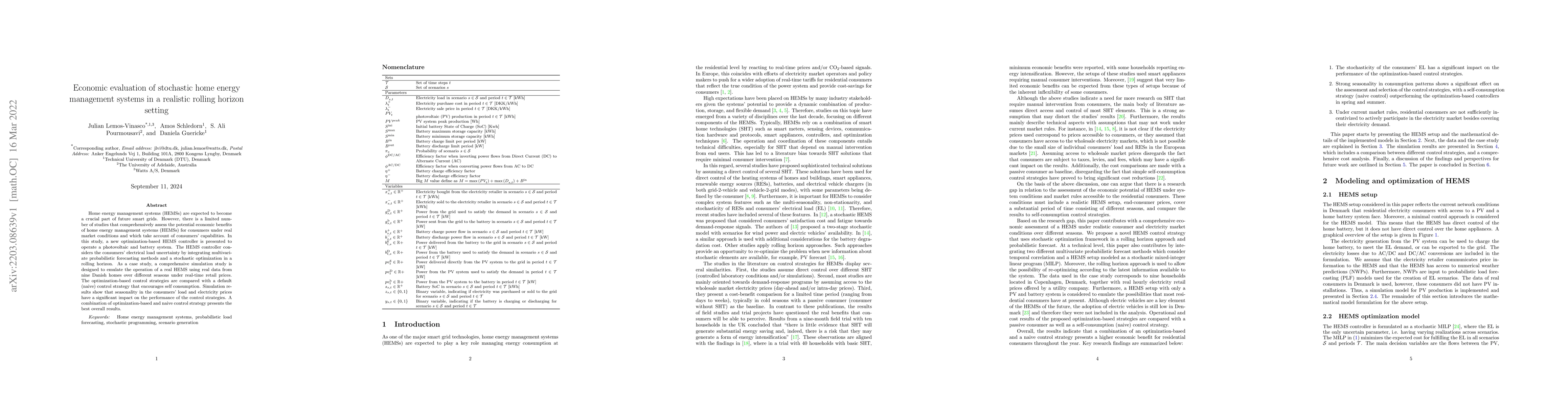 Thumbnail for Economic evaluation of stochastic home energy management systems in a
  realistic rolling horizon setting