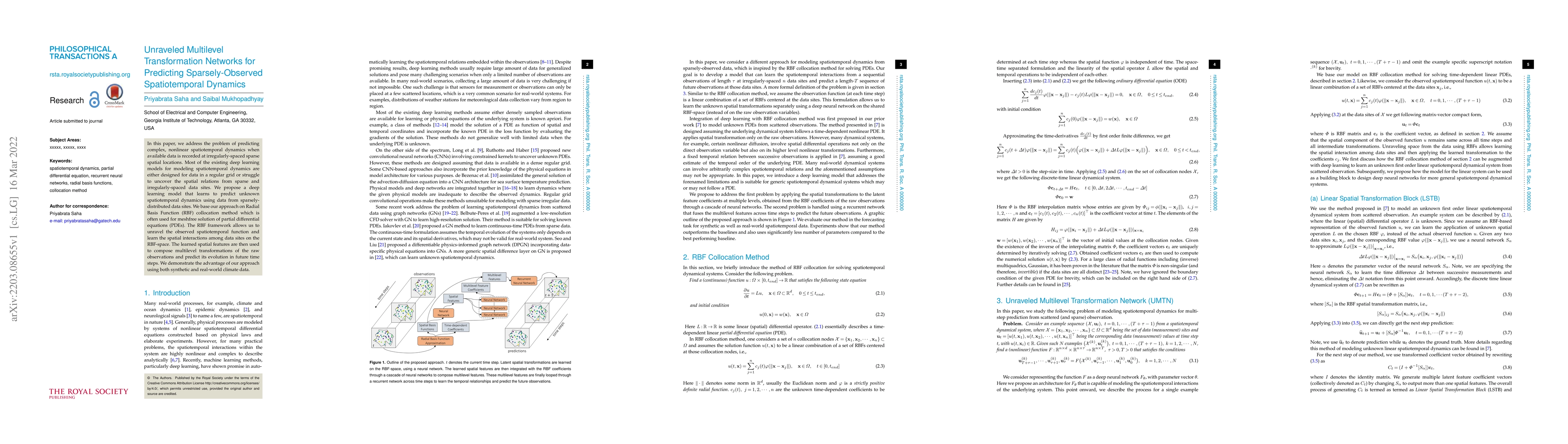 Thumbnail for Unraveled Multilevel Transformation Networks for Predicting
  Sparsely-Observed Spatiotemporal Dynamics