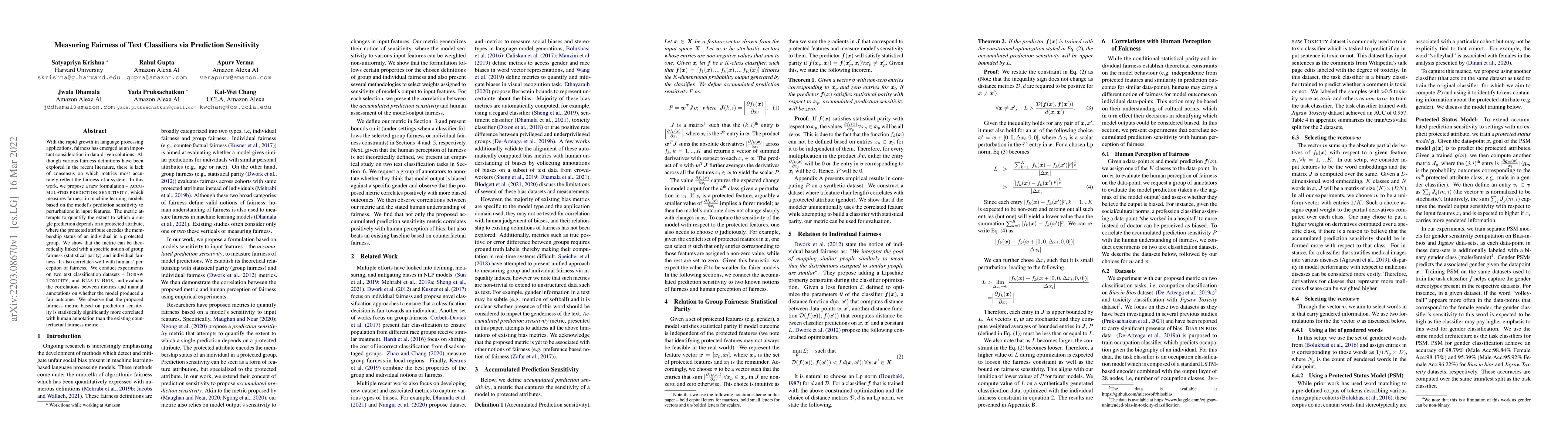 Thumbnail for Measuring Fairness of Text Classifiers via Prediction Sensitivity