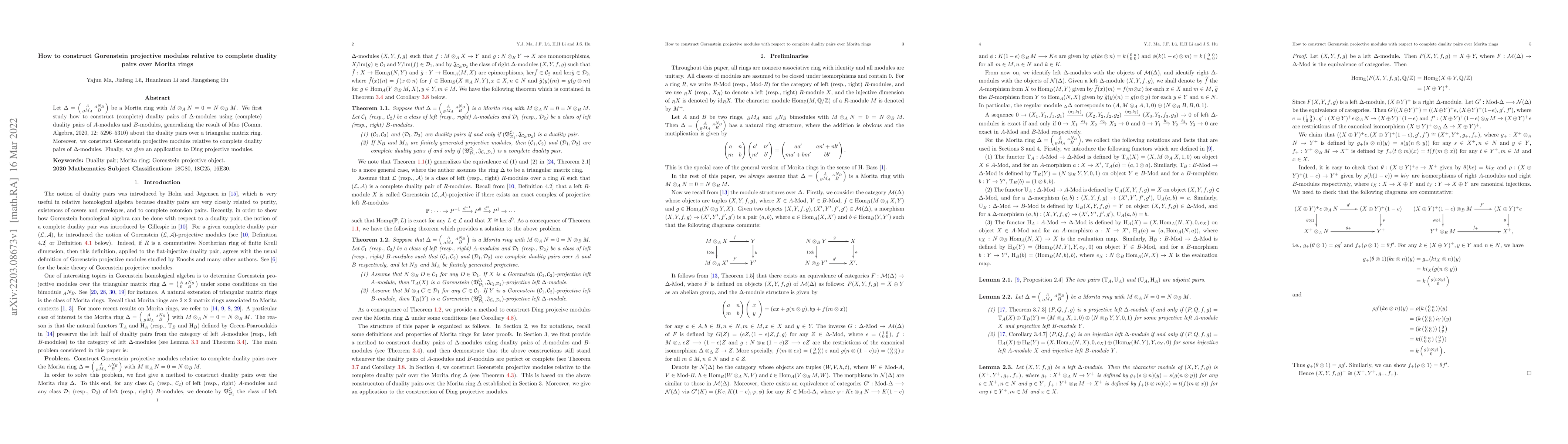 Thumbnail for How to construct Gorenstein projective modules relative to complete
  duality pairs over Morita rings