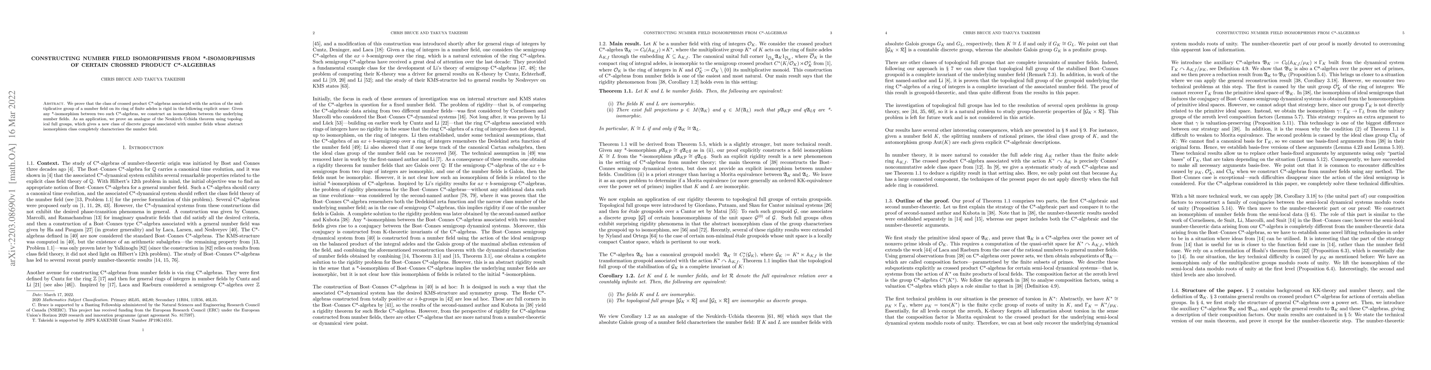 Thumbnail for Constructing number field isomorphisms from *-isomorphisms of certain
  crossed product C*-algebras