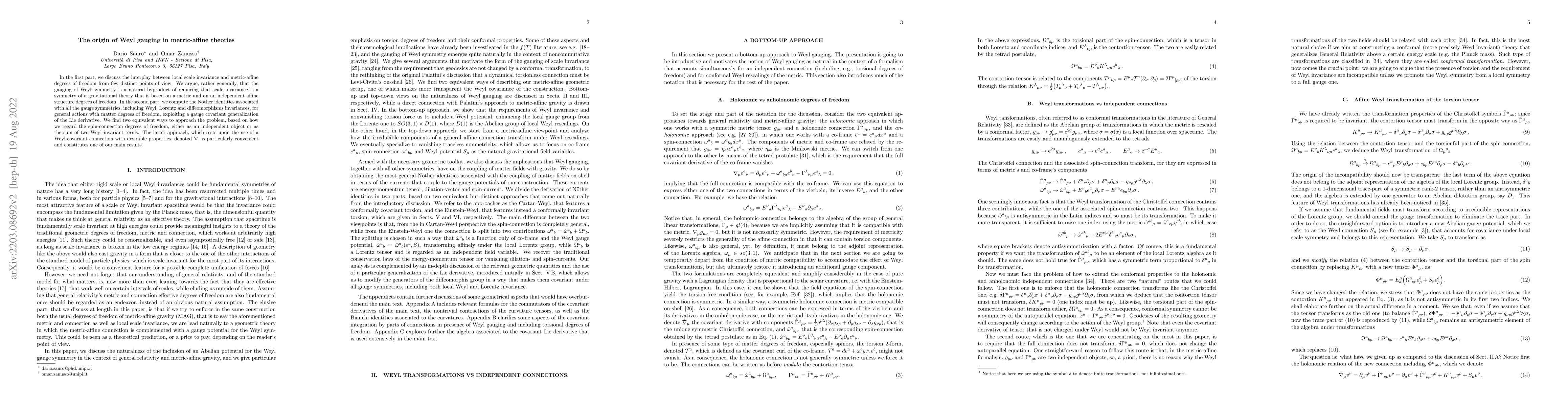Thumbnail for The origin of Weyl gauging in metric-affine theories
