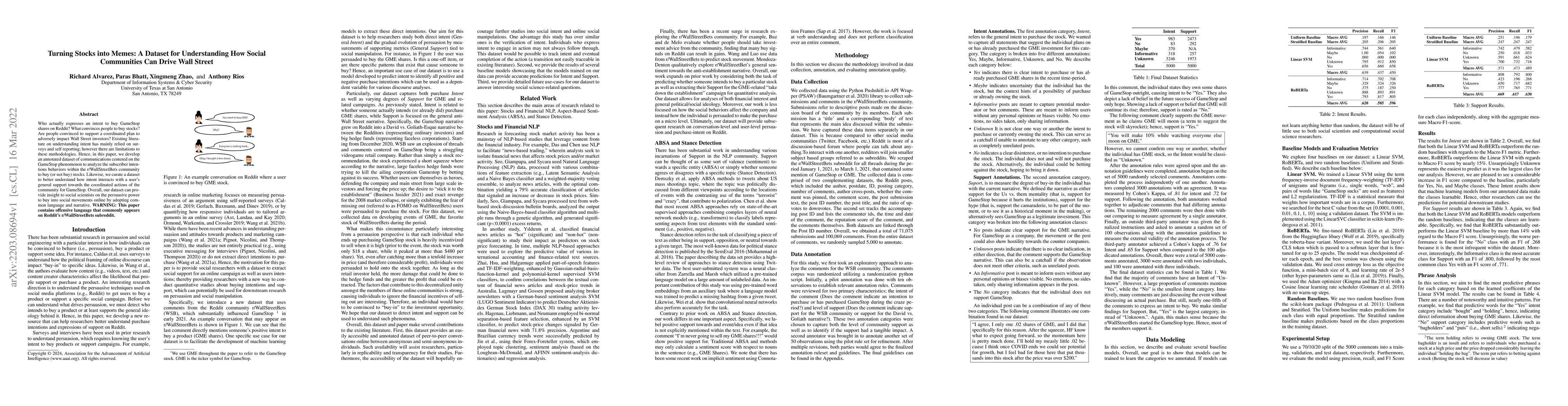 Thumbnail for Turning Stocks into Memes: A Dataset for Understanding How Social
  Communities Can Drive Wall Street