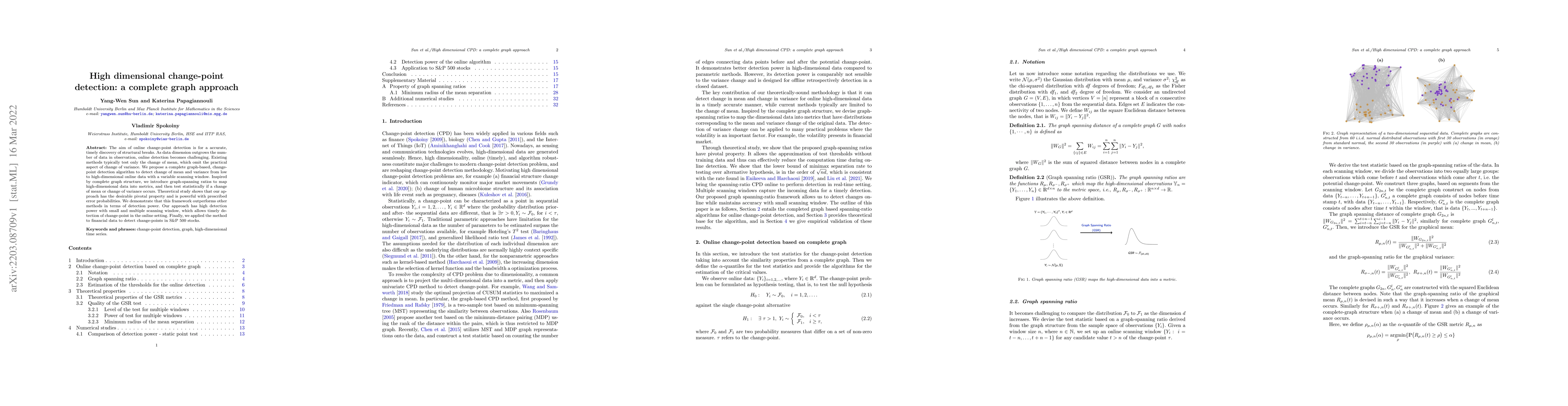 Thumbnail for High dimensional change-point detection: a complete graph approach