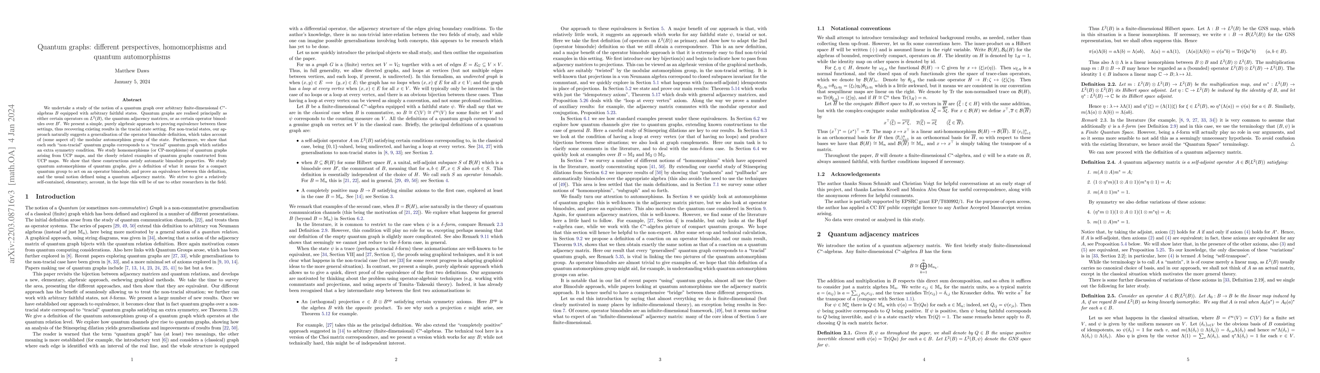 Thumbnail for Quantum graphs: different perspectives, homomorphisms and quantum
  automorphisms