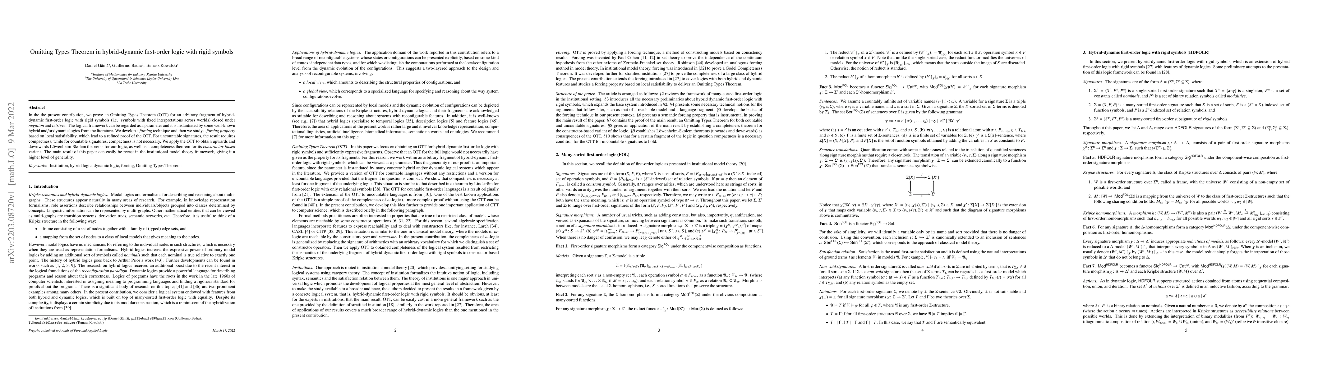 Thumbnail for Omitting Types Theorem in hybrid-dynamic first-order logic with rigid
  symbols
