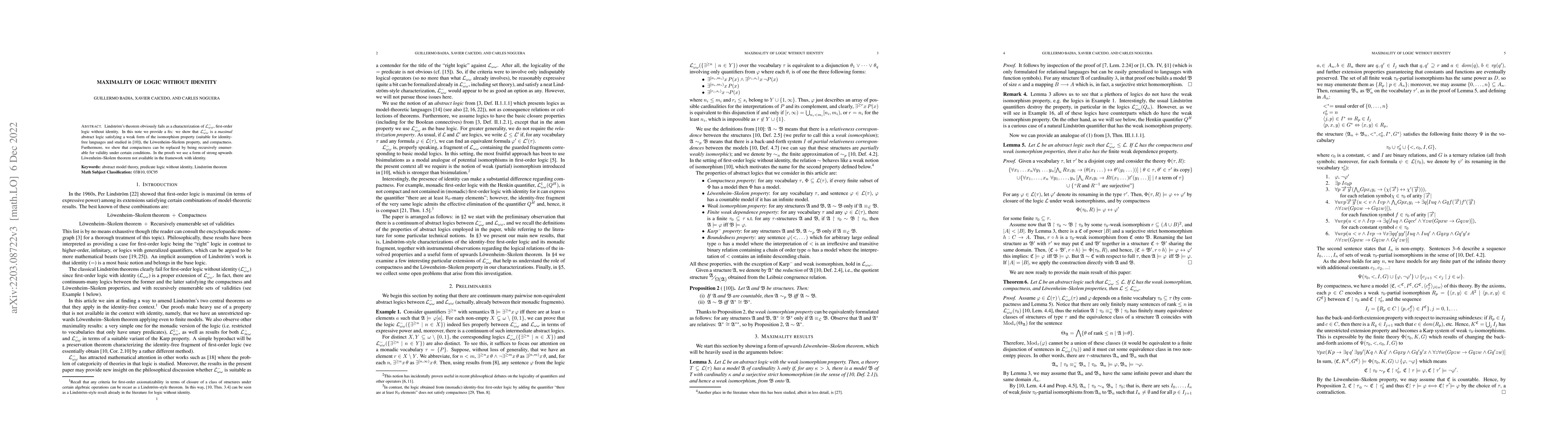 Thumbnail for Maximality of logic without identity