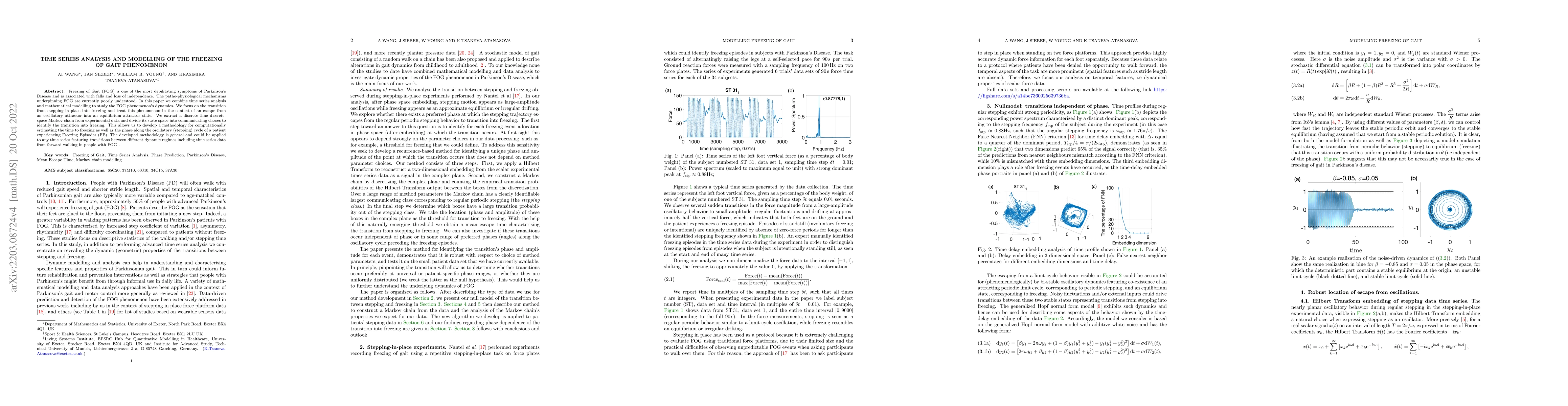 Thumbnail for Time series analysis and modelling of the freezing of gait phenomenon