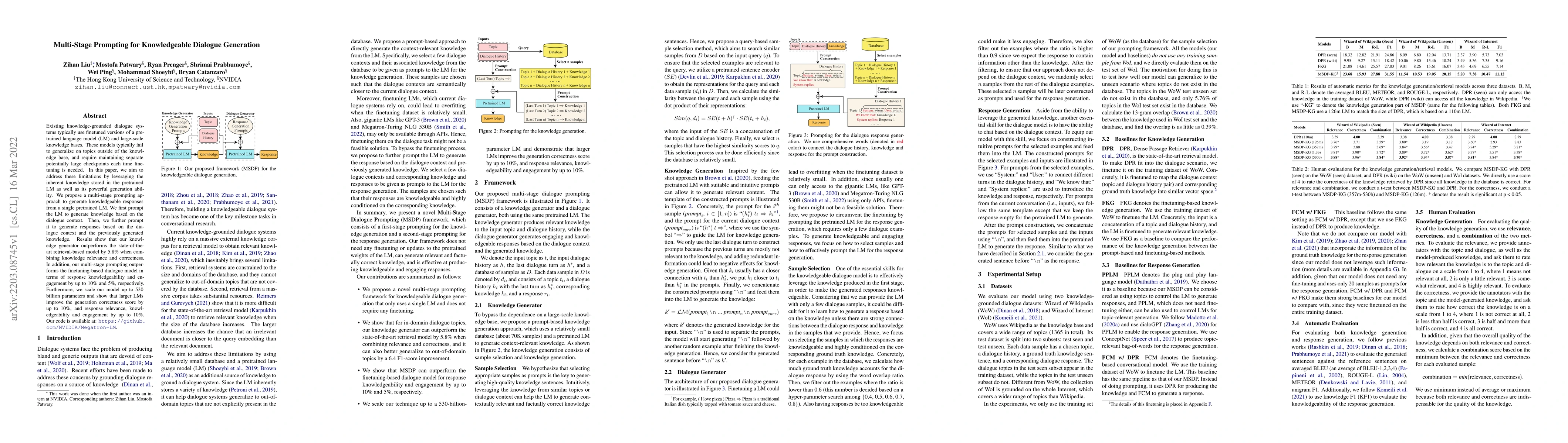 Thumbnail for Multi-Stage Prompting for Knowledgeable Dialogue Generation