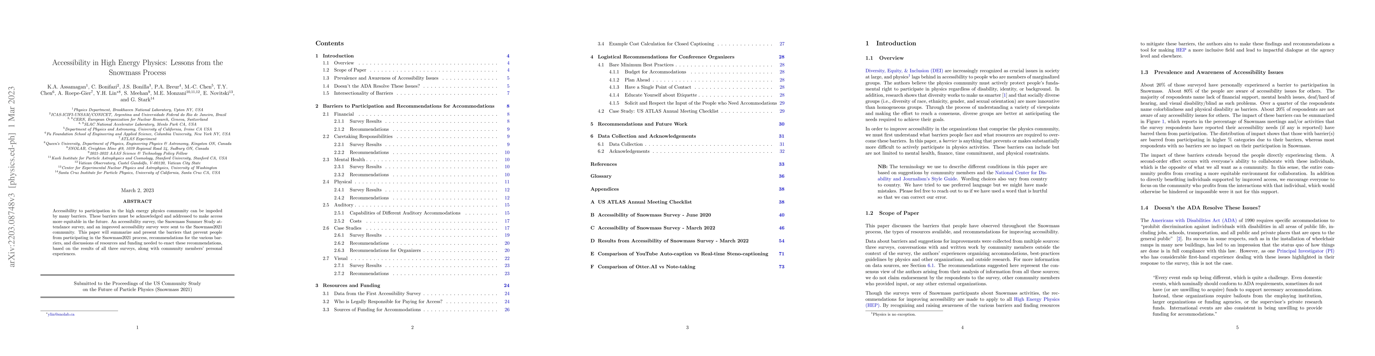 Thumbnail for Accessibility in High Energy Physics: Lessons from the Snowmass Process