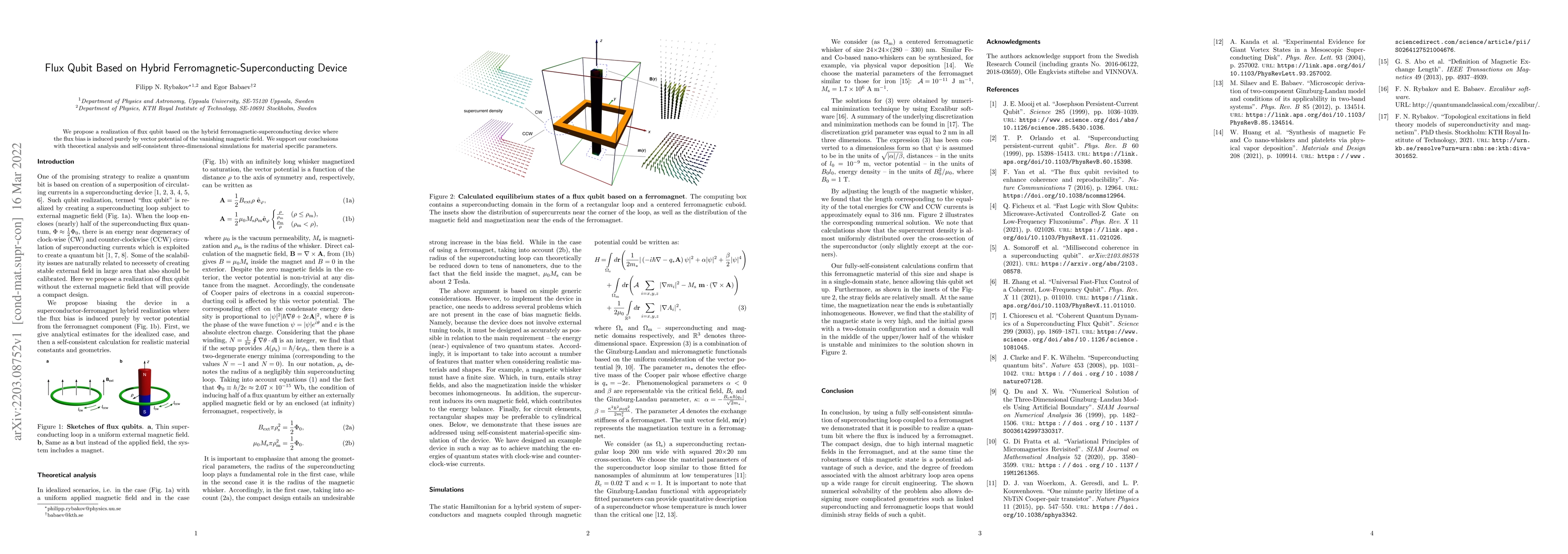 Thumbnail for Flux Qubit Based on Hybrid Ferromagnetic-Superconducting Device