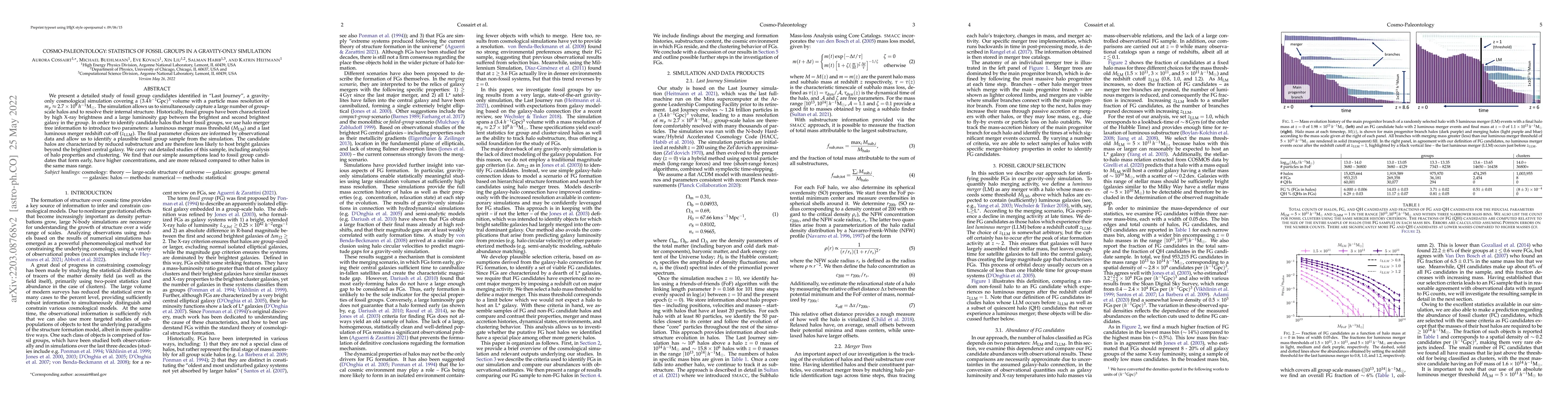 Thumbnail for Cosmo-Paleontology: Statistics of Fossil Groups in a Gravity-Only
  Simulation