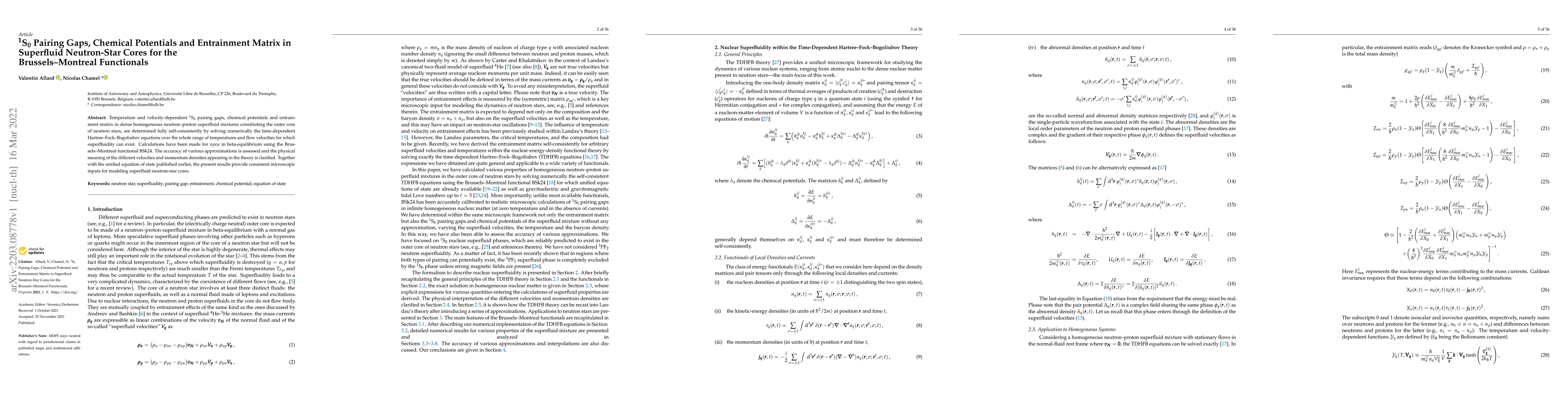 Thumbnail for $^1$S$_0$ pairing gaps, chemical potential and entrainment matrix in
  superfluid neutron-star cores for the Brussels-Montreal functionals