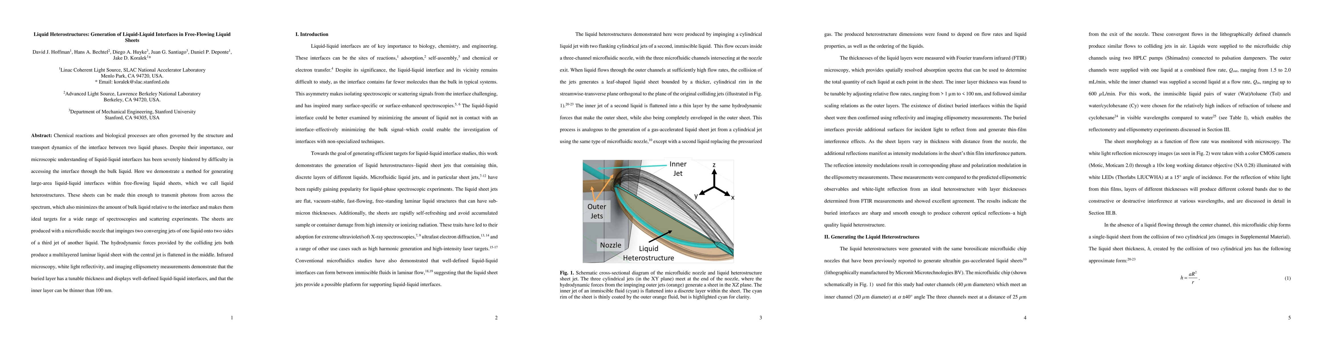 Thumbnail for Liquid Heterostructures: Generation of Liquid-Liquid Interfaces in
  Free-Flowing Liquid Sheets