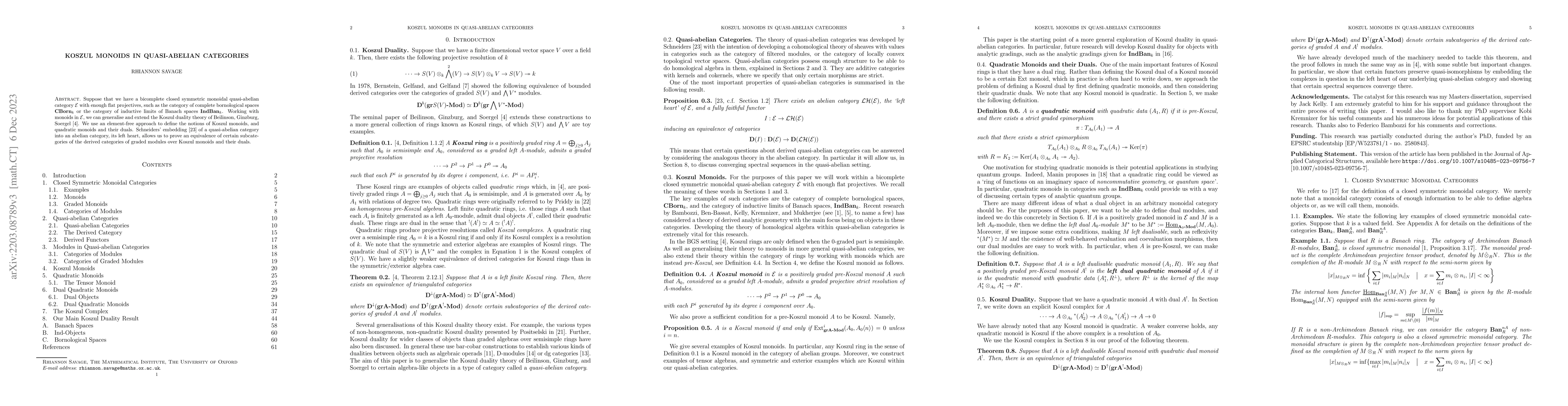Thumbnail for Koszul Monoids in Quasi-abelian Categories