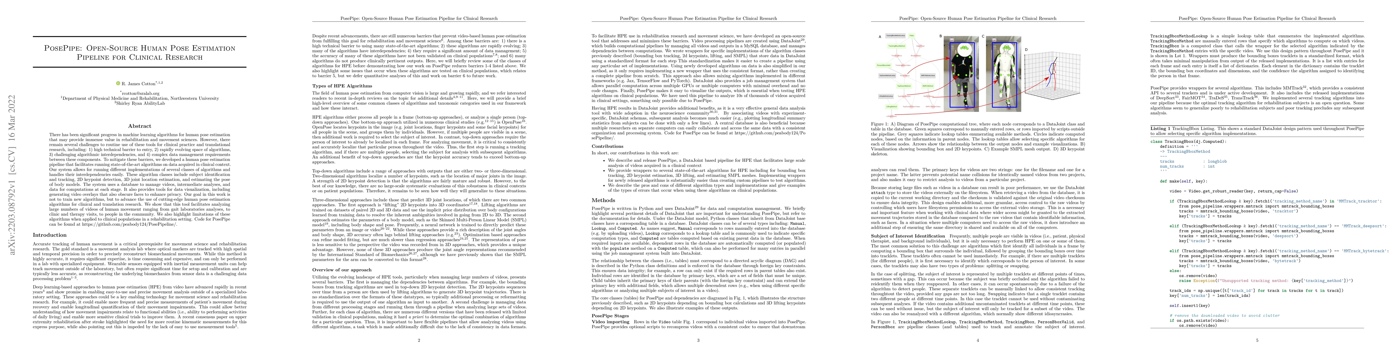 Thumbnail for PosePipe: Open-Source Human Pose Estimation Pipeline for Clinical
  Research